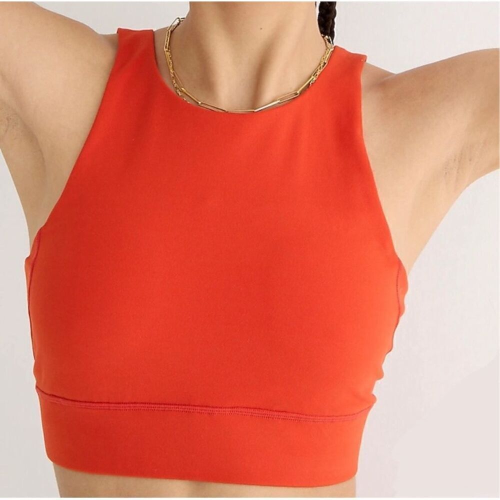 J. crew CloudStretch high-neck sports bra in Red Orange Size‎ S